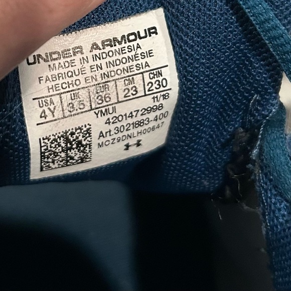 Under Armour Kids Pursuit Blue Athletic Shoes - Picture 4 of 4